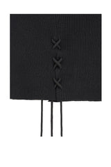 レースアップホルターフードニットノースリーブ / LACE-UP HALTER HOODED KNIT SLEEVELESS (BLACK)