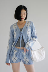 アーガイルリボンカーディガン / Argyle Ribbon Cardigan (3color)