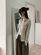 ナルキーボカシVネックスリット長袖ニット