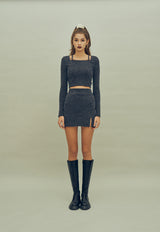 ポイントスリットミニスカート / HIDE Slit Skirt (4606068359286)