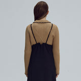 Embroidery collar knit top - Beige (6674922733686)