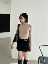 コーデュロイスリーボタンロースカート/Corduroy Three Button Low Skirt (2color)