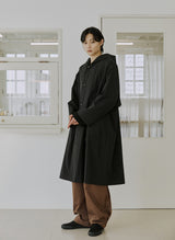 ロングフードジコート / unisex long hood coat black