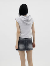 シャーリングスリーブレスフード / Shirring sleeveless hood (2color)