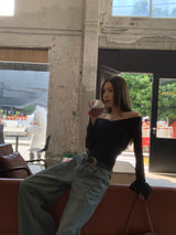 V black see-through top
