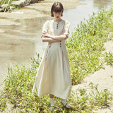 ボタンポイントパフドレス/[LINE] Button Point Puff Dress