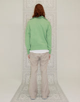 HALF ZIP UP PUNCHING RHOMBUS SWEATER YELLOW GREEN (6691447603318)