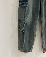 Strap carpenter cargo denim pants