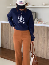 ハートロゴクロップスウェット/HEART LOGO CROP SWEATSHIRTS (NAVY)