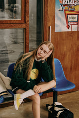 テニスボールスウェットシャツ・ダークグリーン［ユニセックス］/ Tennis Ball Unisex Dark Green Sweat Shirt