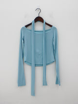 オフショルダーTシャツ / Off Shoulder Scarf T-Shirt (3color)