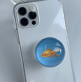 ブルーゴールドフィッシュビードスマホグリップ / Blue goldfish Bead Talk