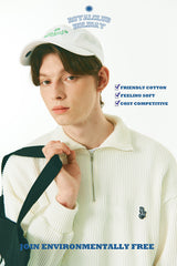 ハーフジップアップニットスウェットシャツ/HALF ZIP UP KNIT SWEATSHIRTS IVORY