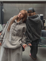(UNISEX) ダブルパッチ羊起毛オーバーフード