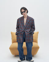 Peaked Lapel Check Pattern Blazer (6596179001462)