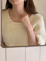 アイレットリボンパールネックレス / [925silver] Eyelet ribbon pearl necklace