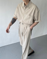 リネンショートスリーブボックスシャツ / ECT linen short-sleeved box shirt (4 colors)