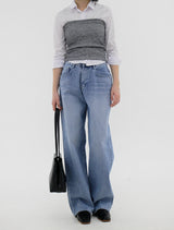 レイヤードシンプルチューブトップ / Layered simple tube top (4color)