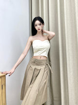 ベターラップアンバランスロングプリーツスカ－ト/797. Better wrap unbal long pleats sk (2color)