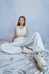 HIDE Cutting Sweat Pants (White Melange) (6570988830838)