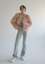 フラミンゴクロップファージャケット/Flamingo Crop Fur Jacket (3color)