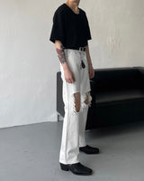 ニーディスミスホワイトデニムパンツ / MZ234 Knee Dismiss White Denim Pants