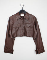 ローズレザークロップジャケット / Rose Leather Crop Jacket (2color)
