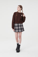 ウィティーバニークロップ丈スウェットシャツ／WITTY BUNNY CROP SWEATSHIRT [BROWN]