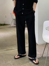 ニューゲントオーシャンアイスプリーツセットアップロングワイドパンツ / New Gent Ocean Ice Pleats Set-up Long Wide Pants (2 colors)