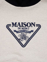Women's Crop Maison Signature Emblem Two-Tone HeavyTerry Hoodie OatmealNavy(FCD3TS715W)