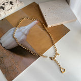 ボールドハート淡水パールネックレス2ウェイYチョーカーネックレス/hay Bold Heart Fresh Water Pearl Necklace Two Way y Choker Necklace