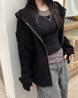 Hoshi mesh hooded knit zip-up