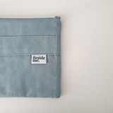 オックスフォードシンプルラインストラップポーチ - skyblue gray