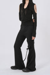 Thigh string bootcut banding pants