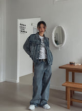 デインザーウォッシングワイドデニムパンツ