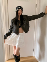 vintage leather zip-up