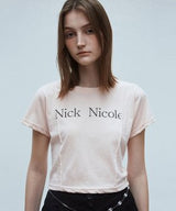 NICOLE PINTUCK CROP TEE_BLACK