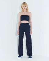 ローエッジボタンチューブトップ / Raw Edge Button Tube Top _ Navy