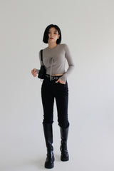 スリップブラックデニムパンツ/no.2330 slip black denim pants
