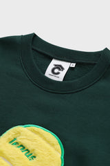 テニスボールスウェットシャツ・ダークグリーン［ユニセックス］/ Tennis Ball Unisex Dark Green Sweat Shirt