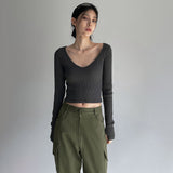 [MADE] サンドリングF/W VネックウォーマークロップロングスリーブT