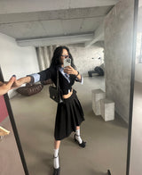 クロップスパンデックス スリムフィット シャツ
