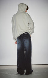 DESTROYED HEM WIDE DENIM_BLACK