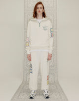 グラニースクエアハーフジップアップスウェット/GRANNY SQUARE HALF ZIP UP SWEATSHIRT CREAM