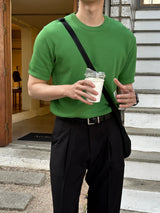 ドットバックベンドワンタックセミワイドスラックス / Dot Back-Bend One Tuck Semi-Wide Slacks (4 colors)