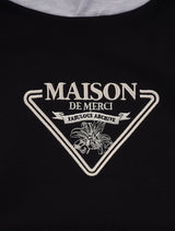 Women's Crop Maison Signature Emblem Two-Tone HeavyTerry Hoodie BlackAshGray(FCD3TS715W)