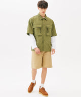 TWO POCKET STRING HALF SHIRTS (KHAKI) (6585202704502)