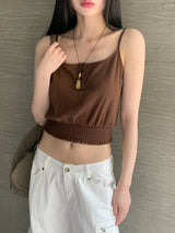 コットンボタンバンディングクロップドキャミソール/Waiben Cotton Button Banding Cropped Sleeveless