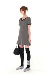 V NECK STRIPE OPS (GRAY)