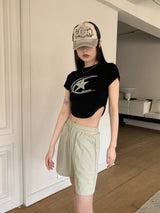 星スタープリントクロップ半袖Tシャツ / Fohil Star Printed Cropped Short-Sleeved T-Shirt